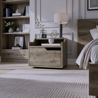 Sunvega Floating Nightstand with Spacious Drawer and Dual-Tier Surface for Bedroom