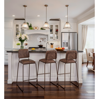 Sunvega Brown Barstool with Metal Footrest and Shaped Seat for 42 Inch Counters