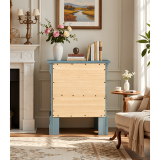 Sunvega Compact Teal Traditional Nightstand with Two Drawers for Storage