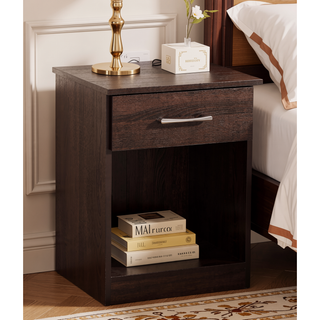 Sunvega Wenge Nightstand With Sleep Design For Bedroom Storage