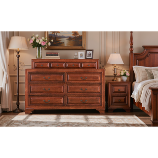 Sunvega Cappuccino Nightstand with Curved Drawer Fronts and Real Wood Veneers