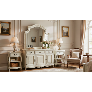 Sunvega Antique Beige Traditional Style Mirror with Unique Shape for Elegant Spaces
