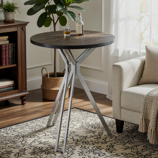 Sunvega Dark Oak Round 35-inch Pub Height Bistro Table with Pedestal Base