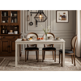 Sunvega Transitional Antique Gray Finish Rectangular Dining Table