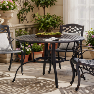 Sunvega Traditional Cast Aluminum Outdoor Dining Table with Lattice Design