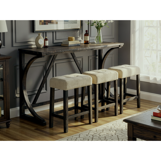 Sunvega Black Dining Table with Side Storage Shelves and Boucle Fabric Stools