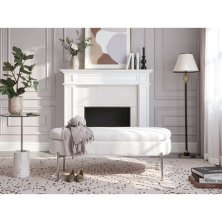 Sunvega Glam Contemporary Storage Bench with Chrome Metal Base and Faux Leather