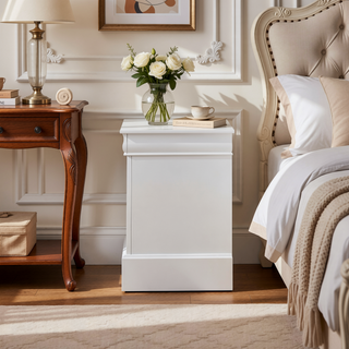 Sunvega Classic Louis Phillipe Style White Finish Two Drawers Nightstand Bedroom Furniture