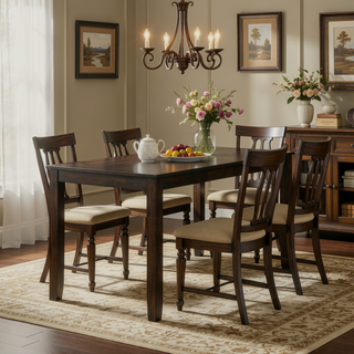 Sunvega White Finish Classic Transitional Dining Set with Table and Four Chairs