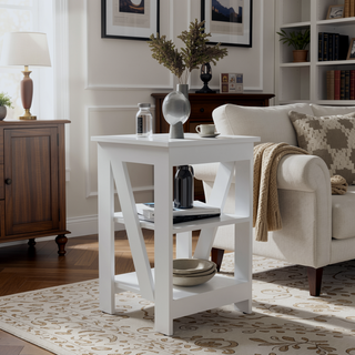 Sunvega 3-Tier Side Table with Open Shelves for Bedroom Living Room Sofa
