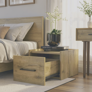 Sunvega Wall-Mounted Nightstand with Sleek Single Drawer and Spacious Top Shelf