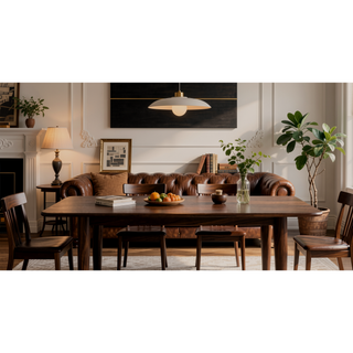 Sunvega Gold and Rustic Espresso Finish Dining Table with Weathered Finish