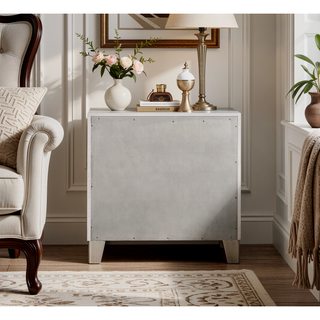 Sunvega Mirrored and Champagne Finish Nightstand with Two Spacious Storage Drawers