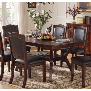 Sunvega Contemporary Espresso Finish Solid Wood Counter Height Dining Table with Shelve