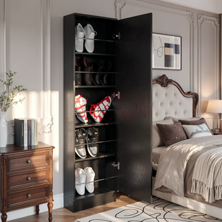 Sunvega Ruan XL Shoe Rack with Mirror and Five Interior Shelves Single Door Cabinet