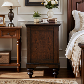 Sunvega Dark Oak Nightstand with Drawer and Open Cubby for Bedroom Storage