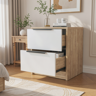 Sunvega Modern 18 Inch High Nightstand with Two Large Storage Drawers