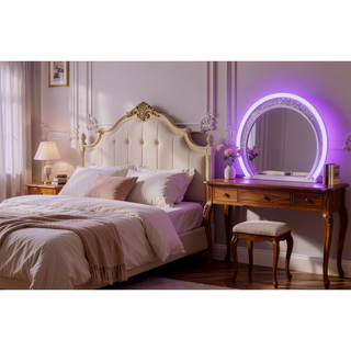 Sunvega Milky White 6 Drawer LED Dresser with Jewelry Tray for Bedroom