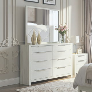 Sunvega Modern Transitional Beige Finish Nightstand with Three Wooden Drawers