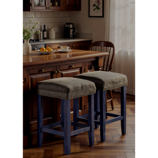 Sunvega Transitional Antique Blue and Gray Finish Dining Table Set with USB Outlet