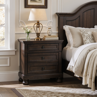 Sunvega Grayish Brown Wooden Dresser with 7 Dovetail Drawers and Antique Pewter Knobs