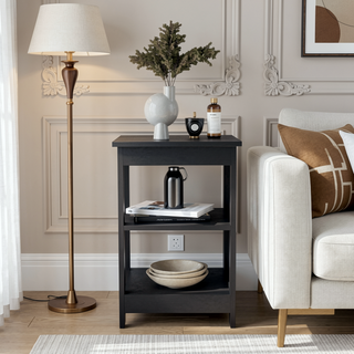 Sunvega 3-Tier Side Table with Open Shelves for Bedroom Living Room Sofa
