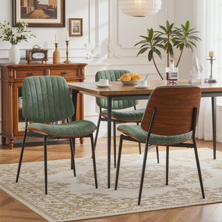 Sunvega Mid Century Modern Retro French Style Dining Chairs Set of 2 with Walnut Bentwood Back