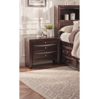 Sunvega Contemporary 2 Drawer Nightstand End Table with Jewelry Tray in Brown Finish