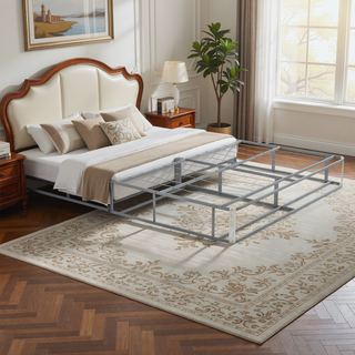 Sunvega Sturdy Metal Twin Folding Mattress Foundation Base with Removable Cover