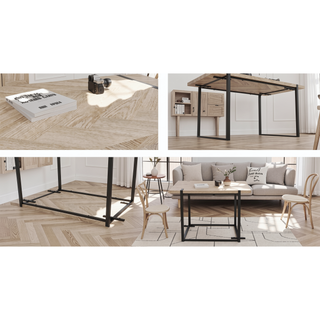 Sunvega Modern Industrial Rectangular MDF Light Wood Dining Table for 4-6 People