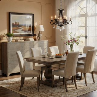 Sunvega Modern Contemporary Gray Finish Oak Wood Dining Table with Extension Leaf