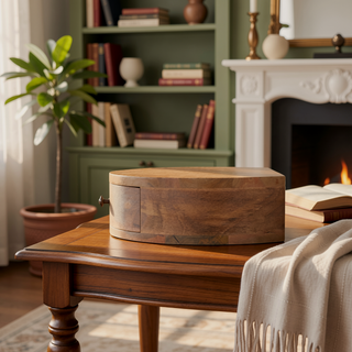 Sunvega Solid Wood Wall-Mounted Rounded Nightstand with One Drawer in Oak-ish Light Brown