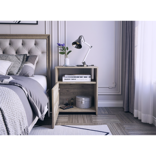 Sunvega Nightstand with Single Door Cabinet and Shelf for Bedroom Living Room
