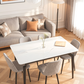 Sunvega Luxury Sintered Stone Dining Table with Metal Legs for Family Gatherings