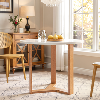 Sunvega 31.5 Inch Round Dining Table for Small Spaces with Birch Veneer MDF Top