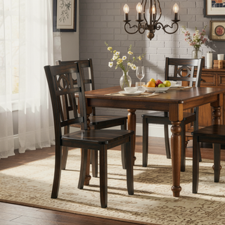 Sunvega White Finish Classic Transitional Dining Set with Table and Four Chairs