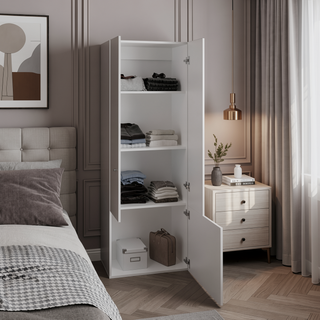 Sunvega Three-Door Freestanding Closet System with Hanging Rod and Shelves