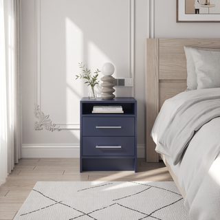 Sunvega Light Gray Nightstand with Two Spacious Drawers and Top Shelf for Bedroom