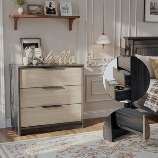 Sunvega Superior Top Light Gray Dresser with 3 Large Storage Drawers