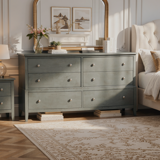 Sunvega Gray Finish Birch Veneer 3 Drawer Nightstand with Nickel Hardware