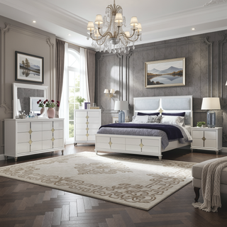 Sunvega Gold Accented Nightstand with Spacious Drawers and Acrylic Front Legs