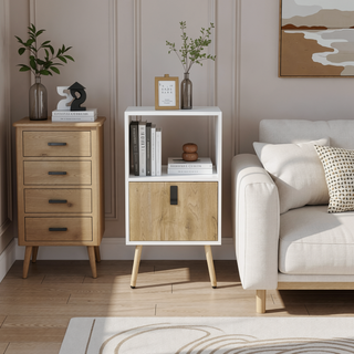 Sunvega Modern Tall Nightstand with Open Storage and Convenient Drawer