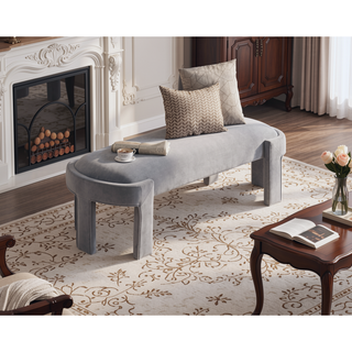 Sunvega Green Velvet Upholstered Bench with Foam Cushioned Seat and Durable Plywood Frame