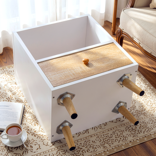 Sunvega Modern White Bedside Cupboard with Drawer and Shelf for Storage