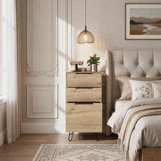Sunvega Light Oak Dresser with Hairpin Legs and Spacious Top Surface