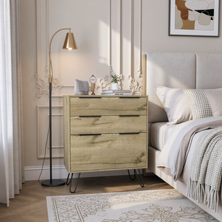 Sunvega Light Oak Dresser with Hairpin Legs and Spacious Top Surface