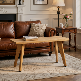 Sunvega Solid Red Oak Wood Bench with Tapered Legs for Dining and Entryway