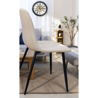 Sunvega Modern Velvet Upholstered Dining Chairs Set of 4 with Black Metal Legs
