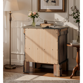 Sunvega Charming Traditional Gray Nightstand with Sturdy Construction and Elegant Finish