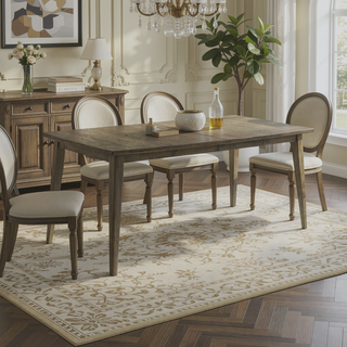 Sunvega Vintage Walnut Brown Rectangular Dining Table with Tapered Legs